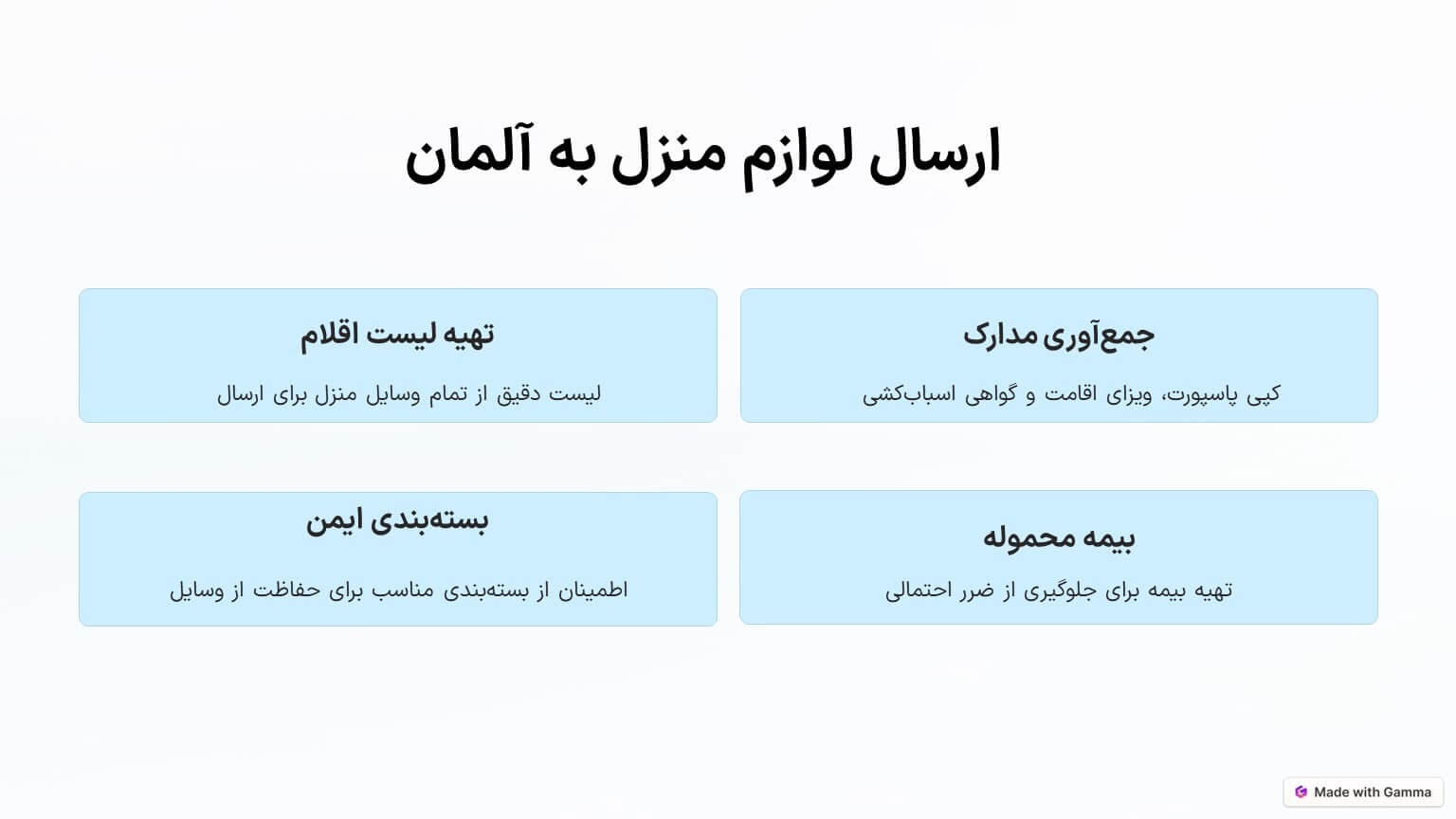 ارسال لوازم منزل به آلمان